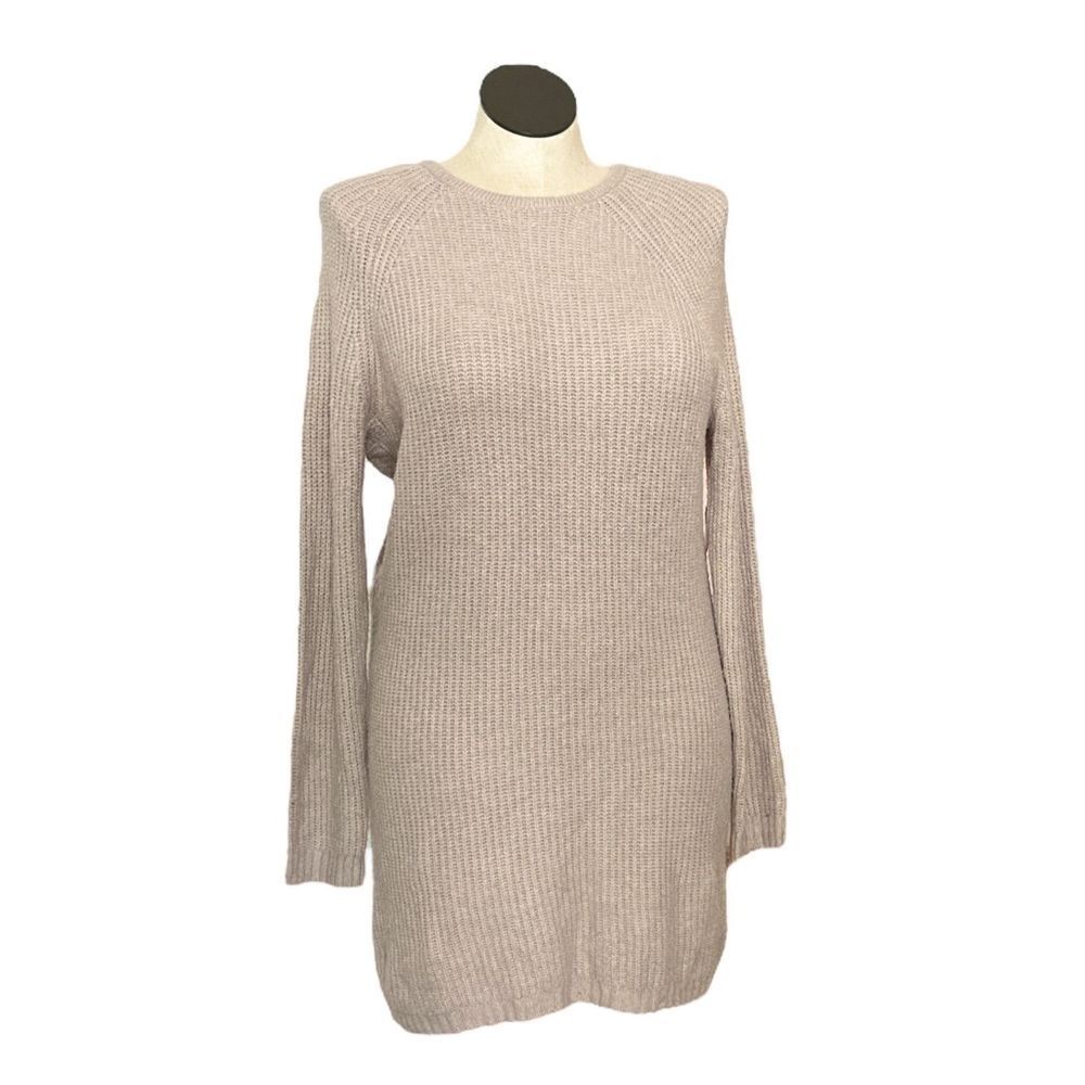 New Love Tree Women’s Twist Back Knot Long Sleeve Sweater Dress Mauve Size Large